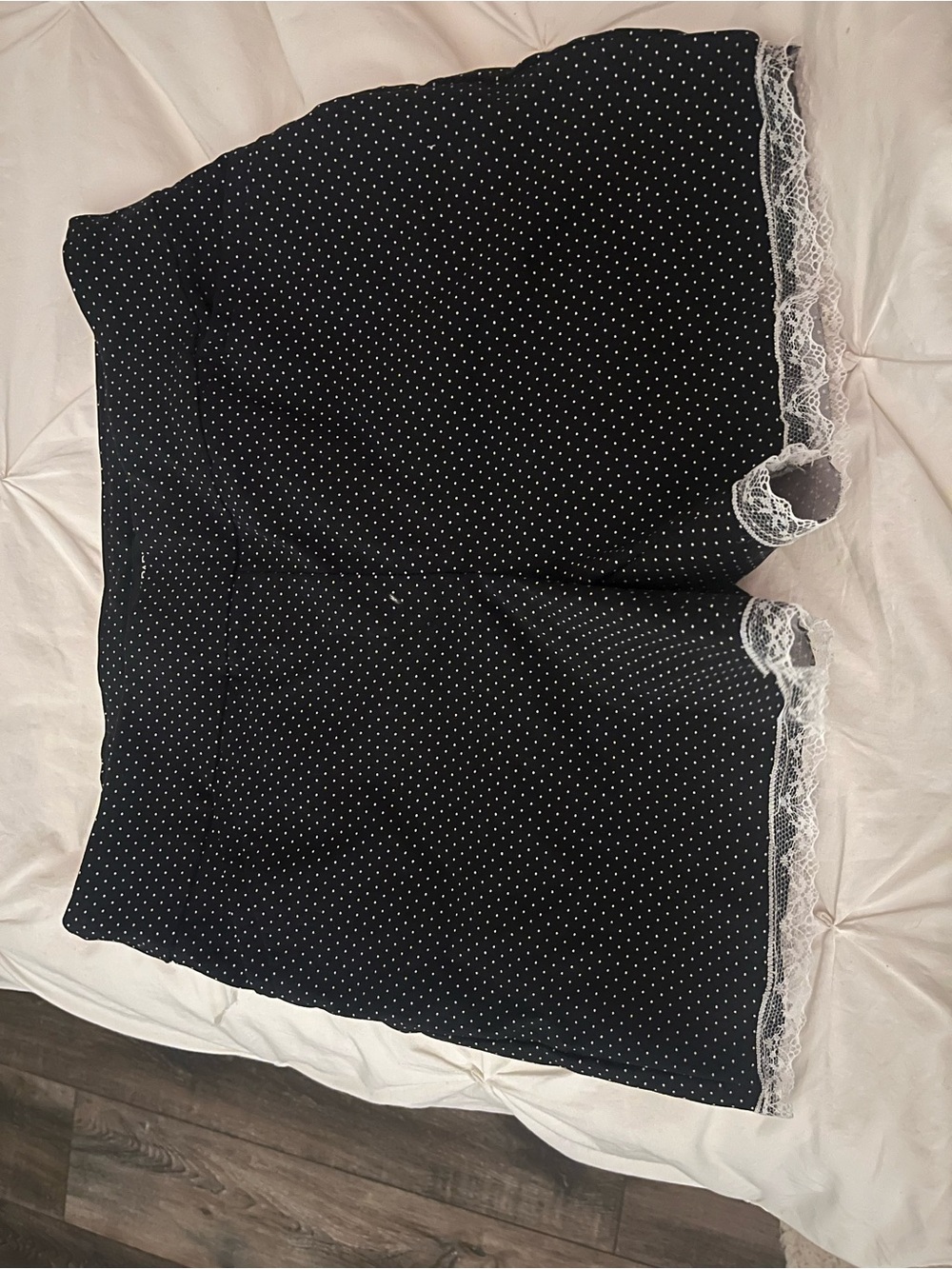 Hilary Radley Black Polka Dot Lace-Trim Shorts